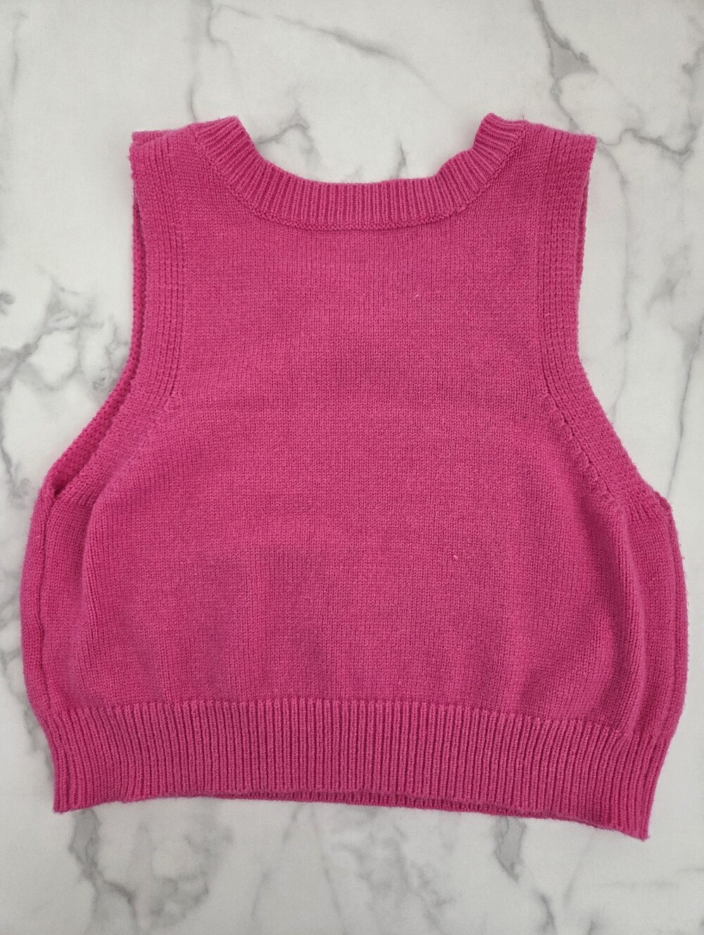 Hot Pink Knit Sleeveless Crop Top Vest Size Small - Picture 12 of 14